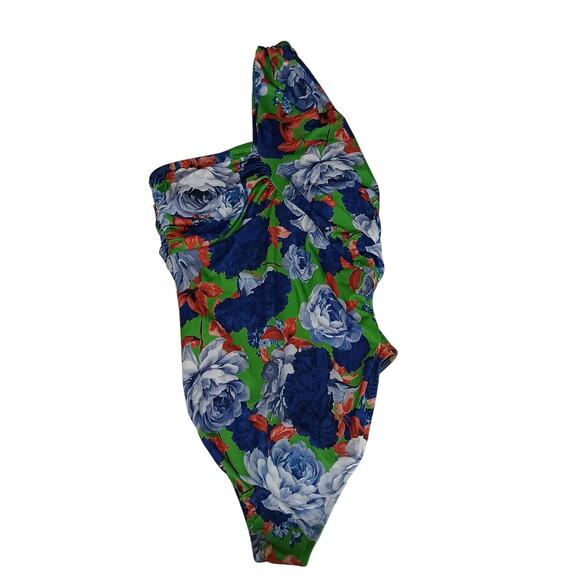 Zara Floral Print Asymmetrical‎ One Shoulder Ruched  Bodysuit Size Medium New - Picture 3 of 10